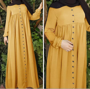 Robe Abaya arabe musulmane couleur unie simple boutonnage taille haute femmes Abaya Dubai robes musulmanes élégant Satin - Product Image 6