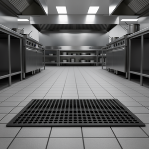 Tapis de sol en caoutchouc noir anti-fatigue, drainage hexagonal, cuisine industrielle, entrepôt, intérieur/extérieur, résistant à l'eau - Product Image 2