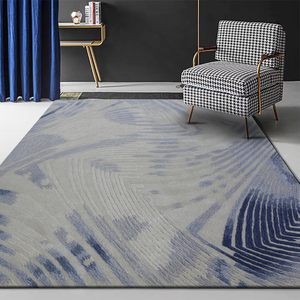 Decoración de interiores de alta gama, sala de estar hecha a mano, alfombra de seda y lana suave de lujo gris para villa - Product Image 3