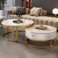 Ensemble de tables basses rondes en pierre frittée, table à thé minimaliste italienne de luxe léger pour petit salon domestique