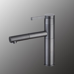 Robinet double vasque moderne minimaliste chaud et froid, vente en gros, cuivre pur, finition gris anthracite brossé, rotatif, extractible, cartouche 35 - Product Image 4