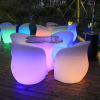 Table à manger moderne à LED lumineuse et changeante de couleur, design bar, en plastique, non pliable, mobilier de maison