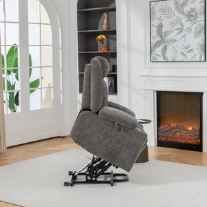 <span class=keywords><strong>Sillón</strong></span> Reclinable Individual Ajustable de Tela de Lino Gris Oscuro con Función de Masaje para Sala de Estar - Product Image 4