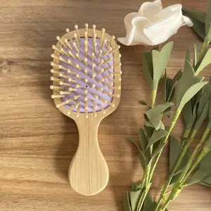 Spazzola di massaggio dei capelli di colore viola antistatico di bambù ecologico di nuovo arrivo Mini