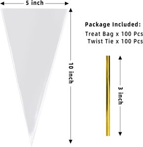 Disposable Treat Clear Cello <b>Sweet</b> Bags Piping Food Candy <b>Packaging</b> Triangle Side Gusset Heat Seal Security Custom CPP Plastic - Product Image 2