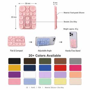 シリコン吸盤式スマホホルダー、亜鉛合金製折りたたみスタンド付き、24個の吸盤で鏡やガラスに貼り付け可能、ハンズフリー、コンテンツクリエイター向けギア - Product Image 2