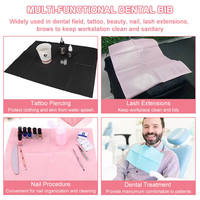 Bavoirs dentaires jetables 13 "x 18" 3 plis feuille de bavoir de tatouage étanche pour les patients dentiste couverture de plateau médical couverture de table à ongles noir