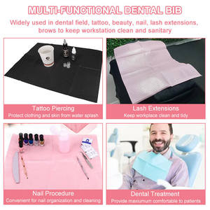 Pettorina monouso dentale 13 "x 18" 3 strati impermeabile bavaglino per i pazienti dentista medico copertura vassoio per unghie tavolo nero - Product Image 6