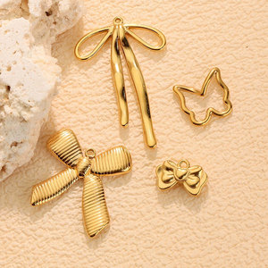 Custom DIY Luxury14k 18k Gold Plated 316L Stainless Steel <b>Bow</b> Charms for Jewelry Necklace Bracelet Bulk Jewelry Making - Product Image 3