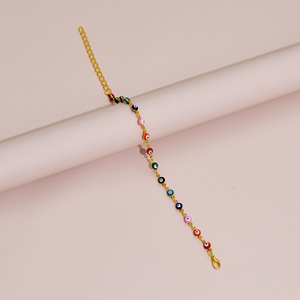 Turkish <b>Evil</b> <b>Eye</b> Colored Copper Bracelet And <b>Anklet</b> Fashion Round <b>Eye</b> Dripping Jewelry Unisex Gift 185cm 215cm Gold Silver - Product Image 2