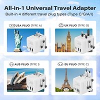 Adaptador de Corriente Multiusos CE FCC 2026, Cargador Rápido GaN de 45W, Adaptador de Viaje Universal Internacional con Tipo C