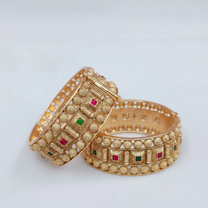 Elegant Sparkling Pota Stone <b>Bangles</b> <b>Set</b> Openable Designer Jewelry Premium Fine Fashion Collection - Product Image 2