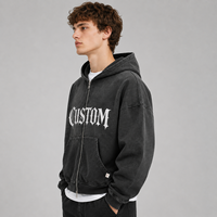 Hoodies de luxe surdimensionnés à col zippé dissimulé, broderie personnalisée, motif léopard, style streetwear, poids lourd