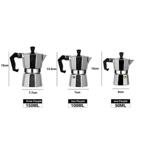 Cafetière expresso italienne de restaurant 6 tasses <span class=keywords><strong>avec</strong></span> moulin à <span class=keywords><strong>café</strong></span> de qualité supérieure en aluminium Moka Pot Brewer Percolator - Product Image 2
