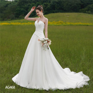 Taille personnalisée en gros une ligne nouveau style robe de mariée formelle robe gracieuse chic épaules dénudées col en V église robe de mariée - Product Image 3