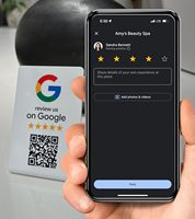 منصة مراجعة Google Prosper QR 3-Pack مع رمز NFC & QR ، علامة صغيرة سهلة الإعداد لجميع الشركات ، تردد MHz للدفع