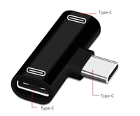Adaptador USB2.0 2 en 1 Tipo C, Divisor de Carga y Auriculares Auxiliares de 12 Meses de Duración, Transformador para Android, para Samsung, Hua, Pure Braid