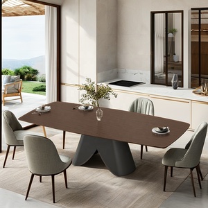Moderno stile europeo rettangolo disegni tavolo da pranzo con Base in acciaio nordico in legno casa cucina sala da pranzo mobili Villa uso - Product Image 1