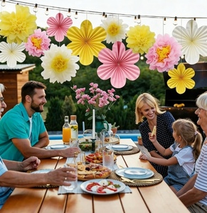 Decoraciones para Fiestas Temáticas de Primavera DAMAI, Abanicos de Papel en Rosa, Amarillo y Blanco, Pompones para Fiestas Diarias y Decoración de Paredes - Product Image 4