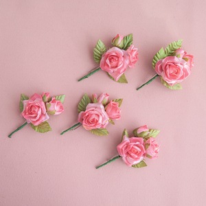 ดอกกุหลาบประดิษฐ์ CallaFloral ก้านเดี่ยว สีชมพู สำหรับตกแต่งงานแต่งงาน งานฝีมือ คอร์ซาจ ผ้าทอ - Product Image 1