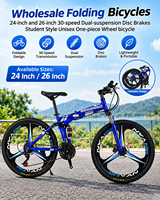 Vélos pliants en gros, 24 et 26 pouces, 30 vitesses, double suspension, freins à disque, style étudiant, unisexe, roue monobloc