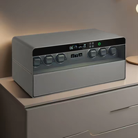 HSTE Coffret de rangement sécurisé à verrouillage par empreinte digitale LED, silencieux, numérique, avec fenêtre en verre rotative, pour montres, bijoux, coffre-fort triple