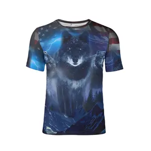 Summer Oversized Men T-shirts Flame Wolf 3D Printed O Neck Tops Sports High Quality Streetwear Casual Short Sleeve Tees for Man