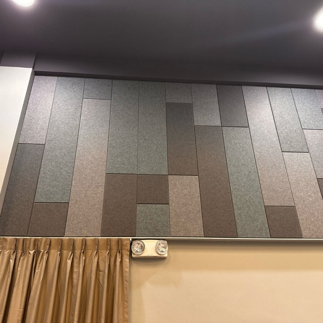 Non-toxic 3D Design 24MM High NRC Sustainable Polyester Fiber Fire Retardant Soundproofing Pet Felt Wall Ceiling Baffles Board
