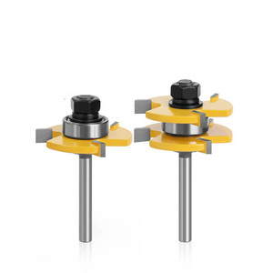 2 cái chế biến gỗ phay Cutter <span class=keywords><strong>3</strong></span> răng t Shaped mộng vuông răng tầng nối dao khắc Dao đánh bóng Công cụ Cắt - Product Image 2