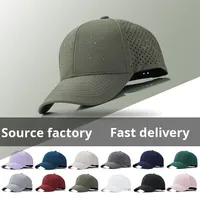Gorra de Béisbol Deportiva Premium de 6 Paneles, Transpirable, con Orificios Cortados con Láser, Impermeable, de Secado Rápido, 100% Poliéster