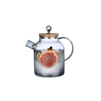 Maison fleur thé jus pot haute borosilicate verre grande capacité refroidissement bouilloire verre perle bambou couvercle pot lait boisson pot