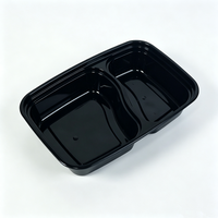 6828 Contenant alimentaire jetable à 2 compartiments de 32 oz en plastique PP, boîtes de préparation de repas divisées