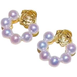 WENCHI S925 Plata Oro Rosa Anillo de Oreja con Perlas DIY de 3-4mm, Anillo de Perlas Múltiples 11107 Soporte Hueco - Product Image 5