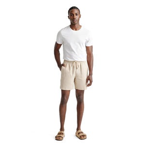 Gingtto <span class=keywords><strong>Beige</strong></span> tessuto elastico in vita con Logo personalizzato <span class=keywords><strong>pantaloncini</strong></span> estivi da <span class=keywords><strong>uomo</strong></span> - Product Image 2