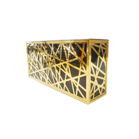Comptoir de bar en acier inoxydable doré effet miroir, motif linéaire irrégulier évidé, pour cocktails, mariages, banquets et événements