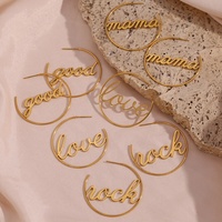 Dreamshow letra grabada declaración exagerada pendientes de moda PVD chapado en oro Acero inoxidable regalo del Día de la madre