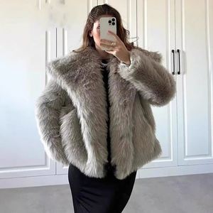 <span class=keywords><strong>Manteau</strong></span> en fausse fourrure pour femmes, nouvelle collection automne-hiver, imitation fourrure, <span class=keywords><strong>court</strong></span>, en laine, pour femmes, Europe et Amérique - Product Image 3