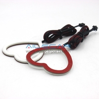 Anneau LED RGBW en forme de cœur avec effet de poursuite, feux de jour multicolores Angel Eyes et clignotant jaune pour la modification automobile