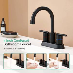 Grifo de Lavabo de Doble Manija de 4 Pulgadas, Color Negro, para Baño, Precio de Fábrica al por Mayor - Product Image 3