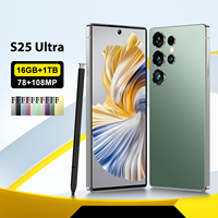 Smartphone Android 5G S25 Ultra à profil mince, 16 Go + 1 To, Quad Core, Caméra arrière HD 108 MP, Écran LCD 144 Hz, Prise en charge LTE, Double SIM