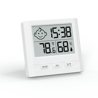 Termometer Higrometer Digital Rumah Tangga dengan Logo Kustom, Monitor Suhu dan Kelembapan, Plastik, OEM ODM Didukung untuk Rumah Tangga