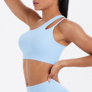 7114 alto supporto reggiseno sportivo monospalla <span class=keywords><strong>per</strong></span> donna fascia sinistra Yoga Crop top <span class=keywords><strong>per</strong></span> correre Fitness <span class=keywords><strong>palestra</strong></span> allenamento Sexy <span class=keywords><strong>attrezzi</strong></span> <span class=keywords><strong>da</strong></span> allenamento - Product Image 2