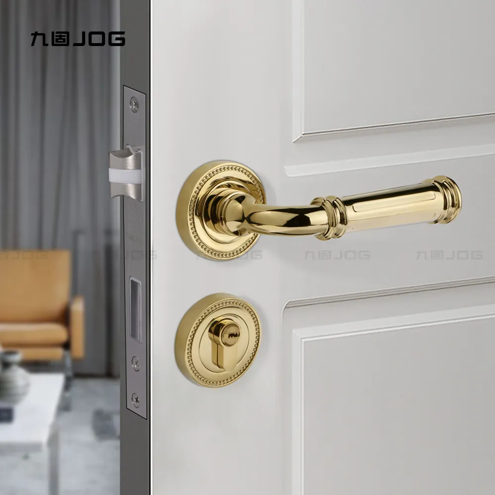 JOG Hardware Factory OEM Zinc alloy European style Luxury modern gold lever wooden door handles