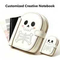 Individuelles Niedliches Totenkopf-Notizbuch aus PU-Leder, Kreatives Gestanztes Hardcover-Journal für Schreibwaren-Sammlungen