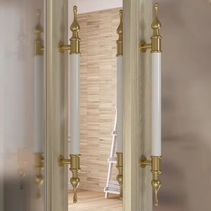 Poignée de porte principale d'hôtel et de villa, robuste, finition noir et or, pour porte en verre et bois, pour grande entrée, quincaillerie architecturale - Product Image 3