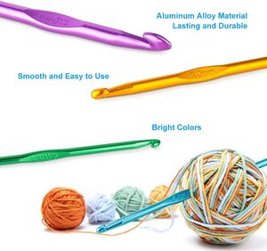 Juego <span class=keywords><strong>de</strong></span> 14 Agujas <span class=keywords><strong>de</strong></span> Ganchillo <span class=keywords><strong>de</strong></span> Aluminio, Multicolores, para Tejer, Coser y Hacer <span class=keywords><strong>Crochet</strong></span>, Herramientas <span class=keywords><strong>de</strong></span> Bricolaje - Product Image 3