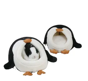 Nouveau Design épais en peluche mignon pingouin lit maison pour Hamster cobaye cachette hamster lit lapin maison grotte