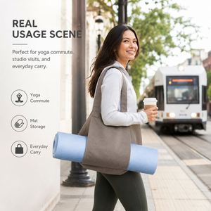 Sac de transport pour tapis de yoga en toile imprimé avec logo personnalisé et couleur sur mesure, écologique, grande capacité, sac à bandoulière pour la gym et le sport - Product Image 2