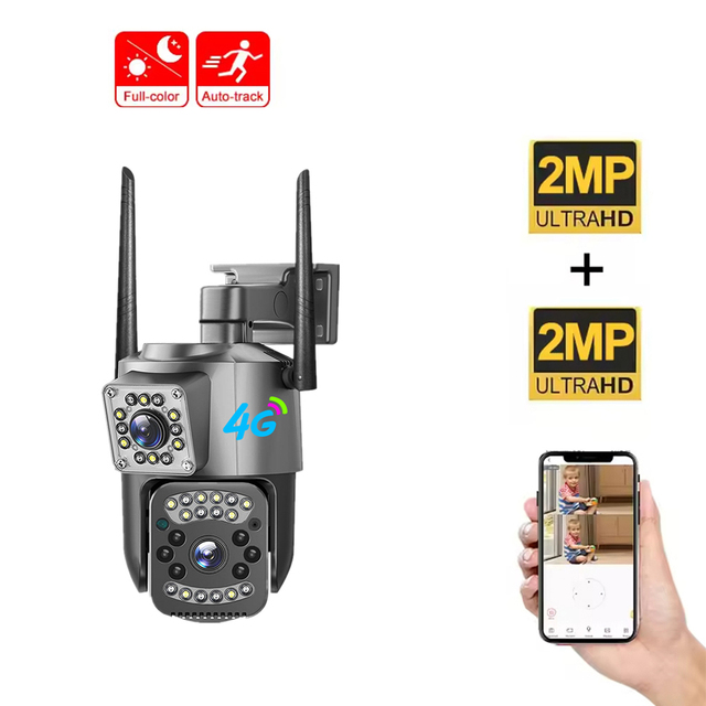Dual Lens Wireless CCTV Outdoor Security Camera Auto Tracking Home Surveillance System for Night Vision Two-Way Audio Home