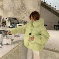 Übergroße Winter ente Jacke für Frauen Weibliche Baumwolle gepolsterte Oberbekleidung Puffer mantel Kurze Kapuze Einfarbig Warmes langes Nylon futter